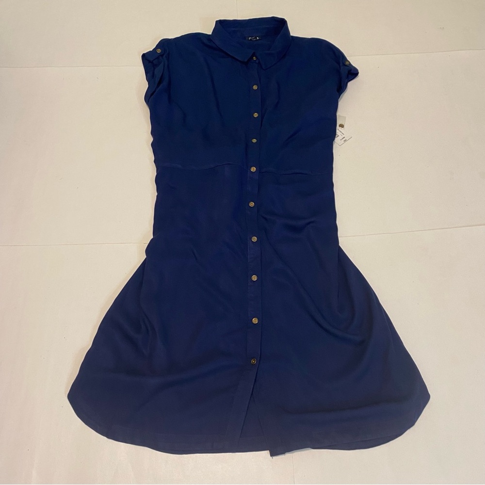 a.n.a Blue Button-Down Dress
